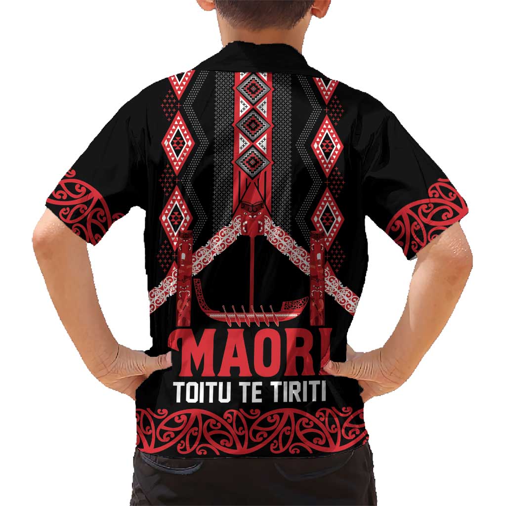 Toitu Te Tiriti Waitangi Family Matching Off Shoulder Short Dress and Hawaiian Shirt Black Wharenui House - Aussie Hoodie