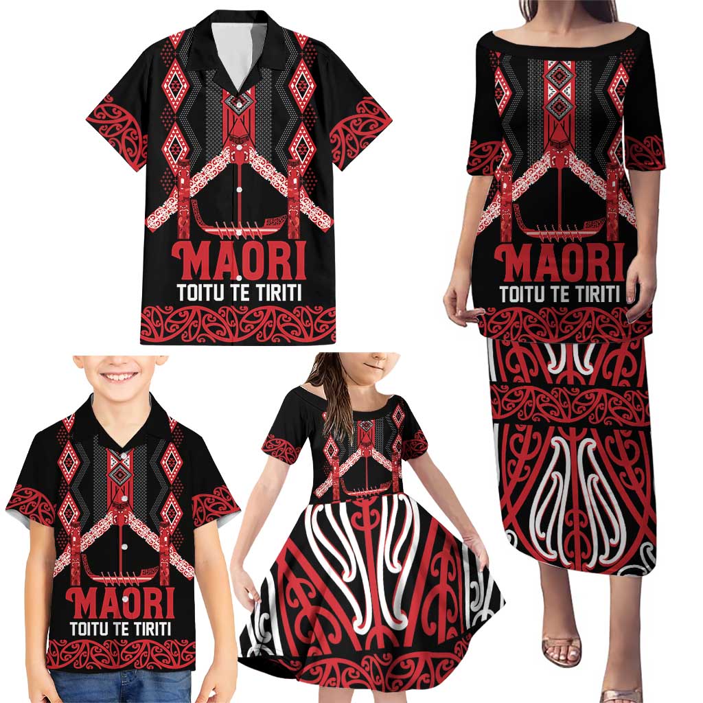 Toitu Te Tiriti Waitangi Family Matching Puletasi and Hawaiian Shirt Black Wharenui House - Aussie Hoodie