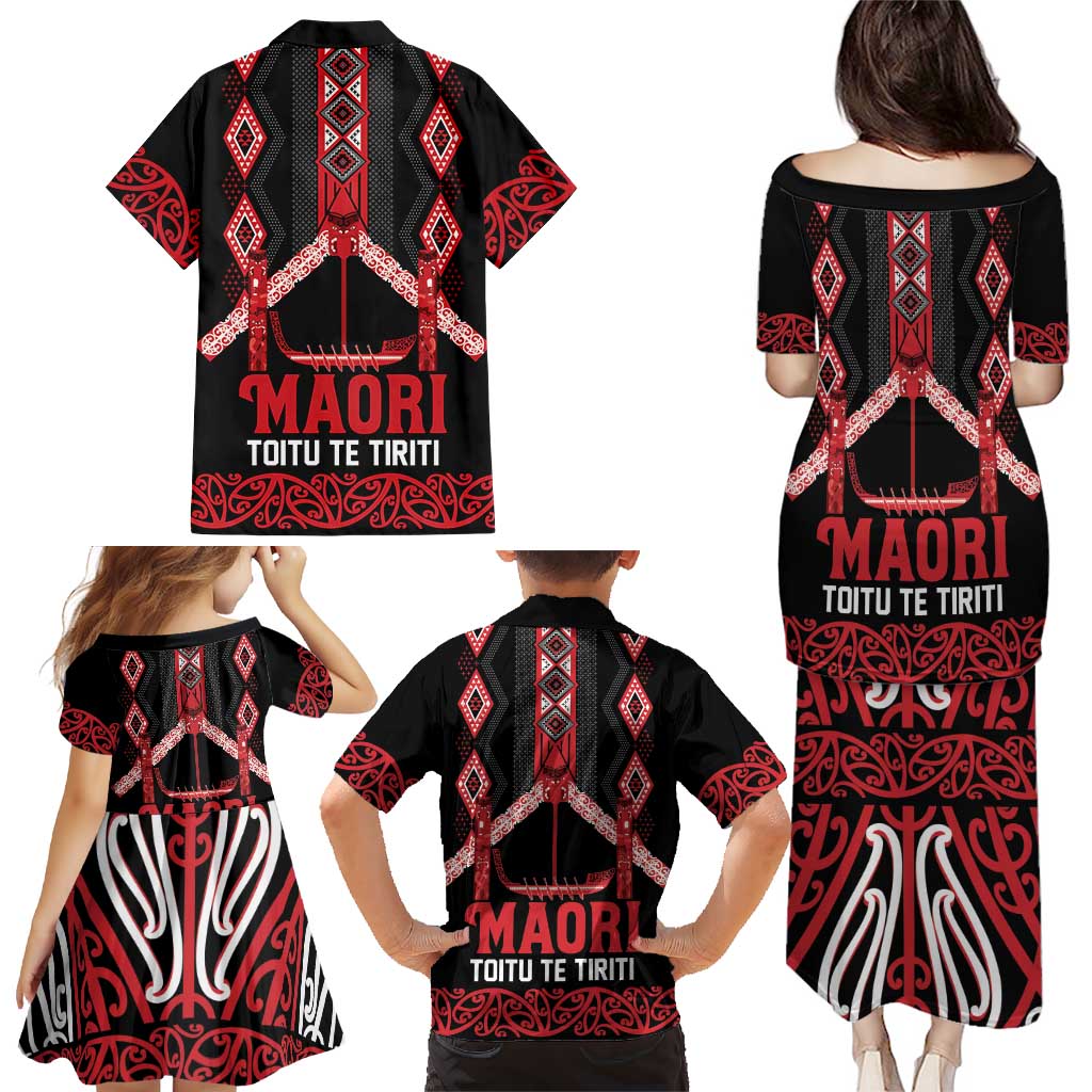 Toitu Te Tiriti Waitangi Family Matching Puletasi and Hawaiian Shirt Black Wharenui House - Aussie Hoodie