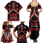 Toitu Te Tiriti Waitangi Family Matching Summer Maxi Dress and Hawaiian Shirt Black Wharenui House - Aussie Hoodie