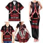 Toitu Te Tiriti Waitangi Family Matching Tank Maxi Dress and Hawaiian Shirt Black Wharenui House - Aussie Hoodie