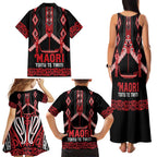 Toitu Te Tiriti Waitangi Family Matching Tank Maxi Dress and Hawaiian Shirt Black Wharenui House - Aussie Hoodie