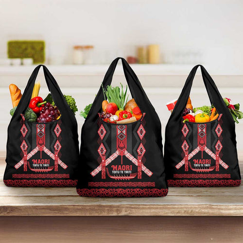 Toitu Te Tiriti Waitangi Grocery Bag Black Wharenui House - Aussie Hoodie