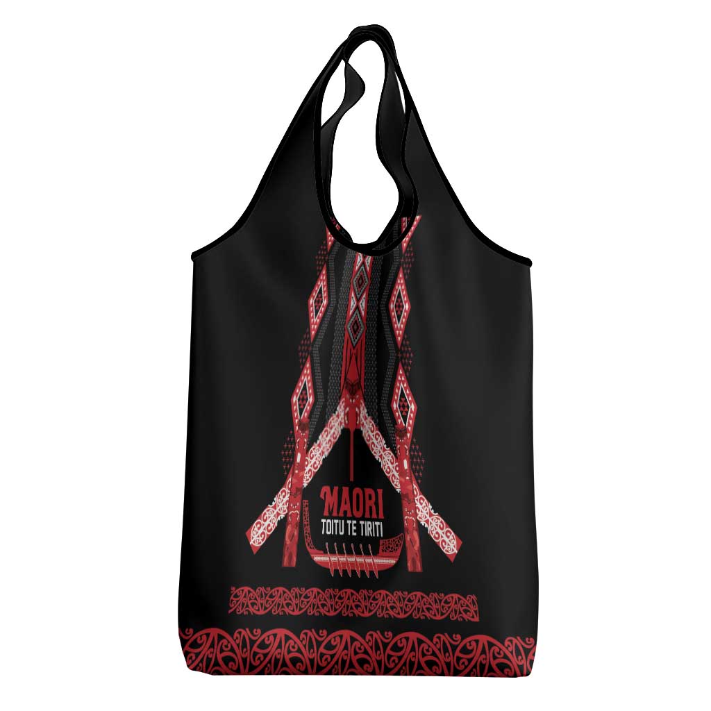 Toitu Te Tiriti Waitangi Grocery Bag Black Wharenui House - Aussie Hoodie