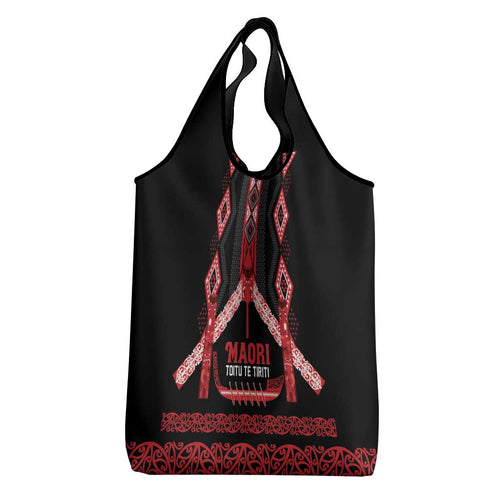 Toitu Te Tiriti Waitangi Grocery Bag Black Wharenui House - Aussie Hoodie