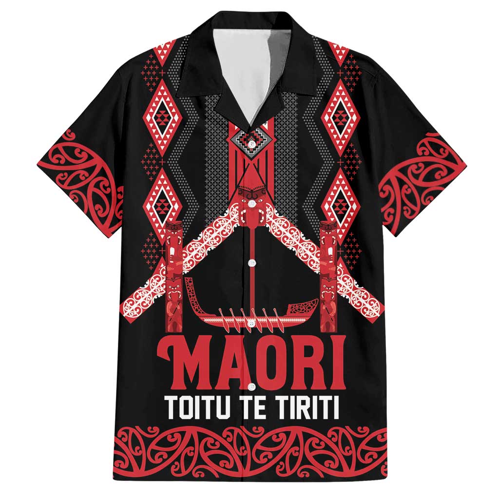Toitu Te Tiriti Waitangi Hawaiian Shirt Black Wharenui House - Aussie Hoodie