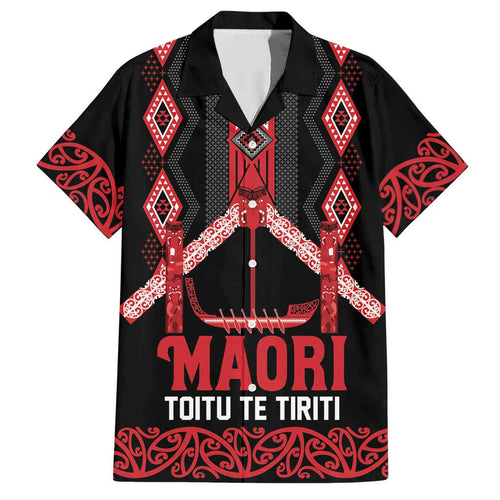 Toitu Te Tiriti Waitangi Hawaiian Shirt Black Wharenui House - Aussie Hoodie