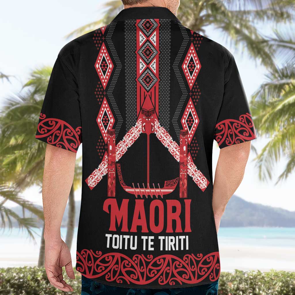 Toitu Te Tiriti Waitangi Hawaiian Shirt Black Wharenui House - Aussie Hoodie