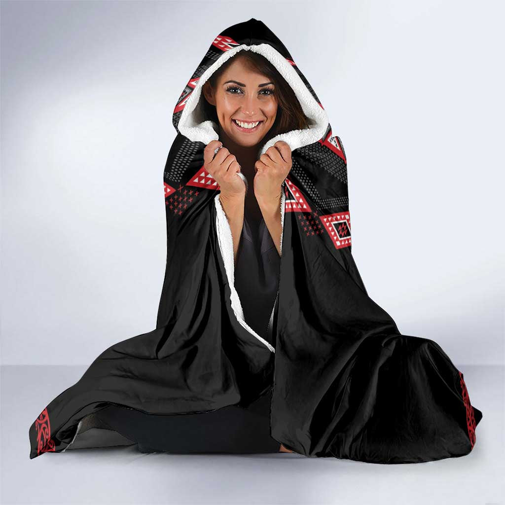 Toitu Te Tiriti Waitangi Hooded Blanket Black Wharenui House - Aussie Hoodie