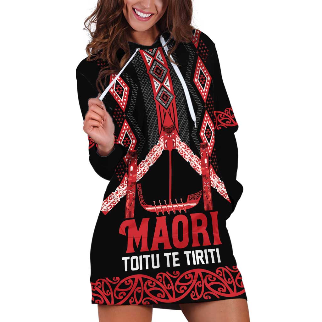 Toitu Te Tiriti Waitangi Hoodie Dress Black Wharenui House - Aussie Hoodie