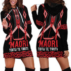 Toitu Te Tiriti Waitangi Hoodie Dress Black Wharenui House - Aussie Hoodie