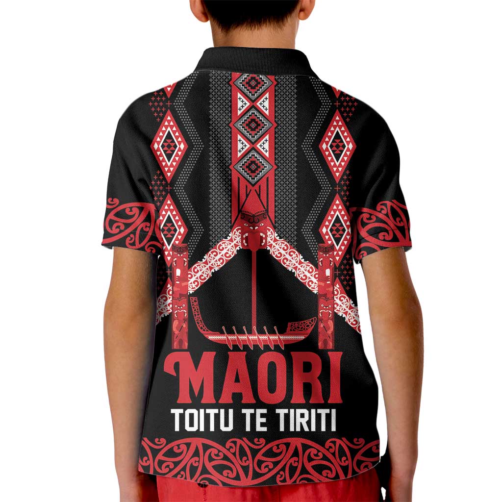 Toitu Te Tiriti Waitangi Kid Polo Shirt Black Wharenui House - Aussie Hoodie