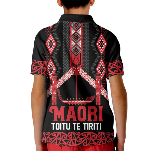 Toitu Te Tiriti Waitangi Kid Polo Shirt Black Wharenui House - Aussie Hoodie