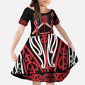 Toitu Te Tiriti Waitangi Kid Short Sleeve Dress Black Wharenui House - Aussie Hoodie