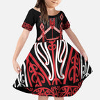 Toitu Te Tiriti Waitangi Kid Short Sleeve Dress Black Wharenui House - Aussie Hoodie