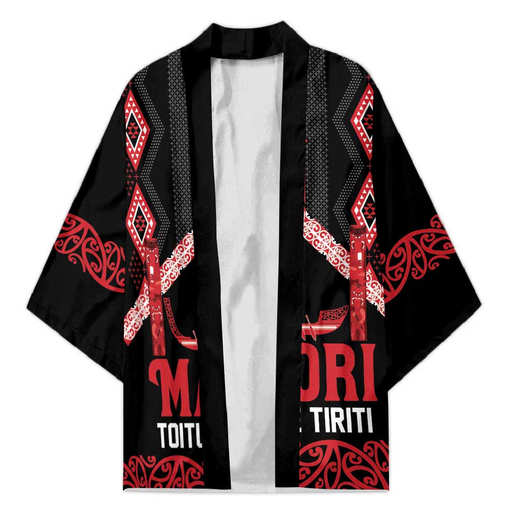 Toitu Te Tiriti Waitangi Kimono Black Wharenui House - Aussie Hoodie
