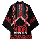 Toitu Te Tiriti Waitangi Kimono Black Wharenui House - Aussie Hoodie