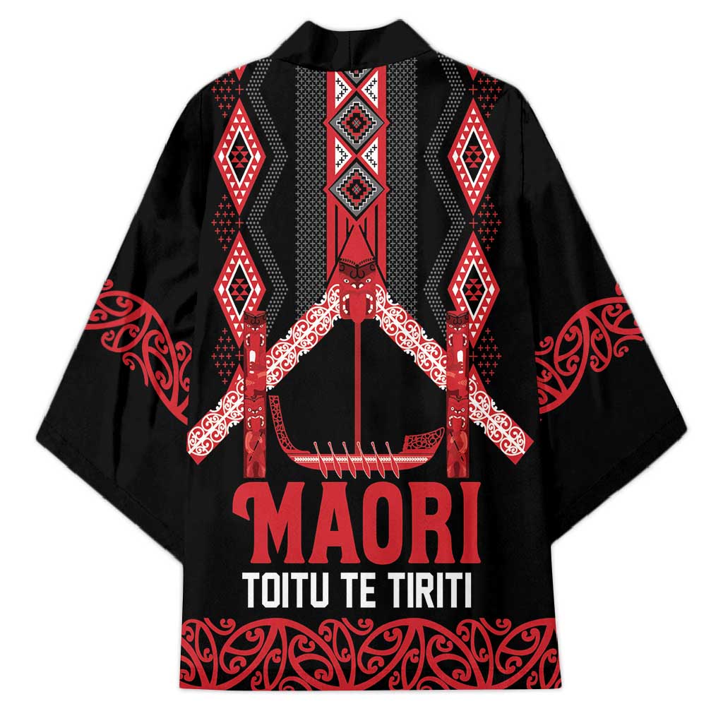 Toitu Te Tiriti Waitangi Kimono Black Wharenui House - Aussie Hoodie