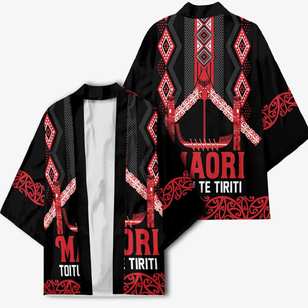 Toitu Te Tiriti Waitangi Kimono Black Wharenui House - Aussie Hoodie