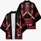 Toitu Te Tiriti Waitangi Kimono Black Wharenui House - Aussie Hoodie