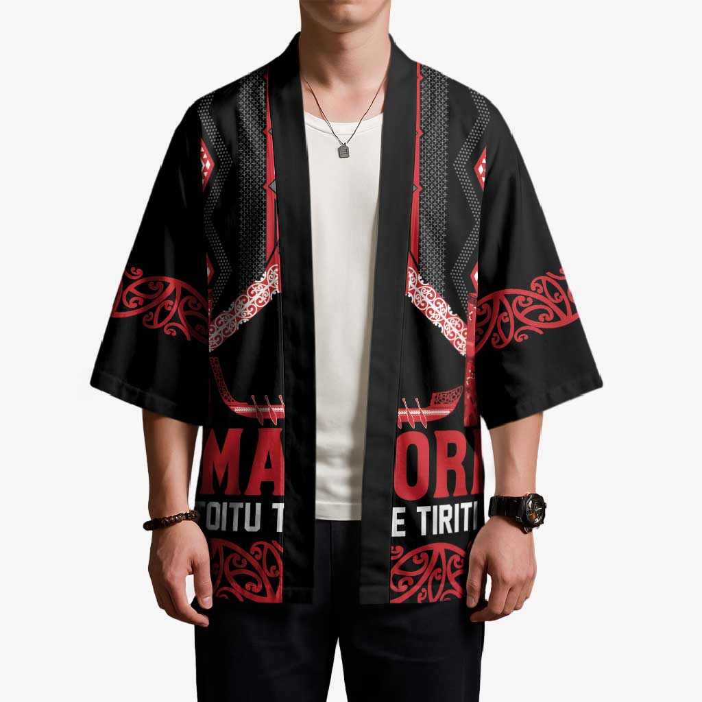 Toitu Te Tiriti Waitangi Kimono Black Wharenui House - Aussie Hoodie