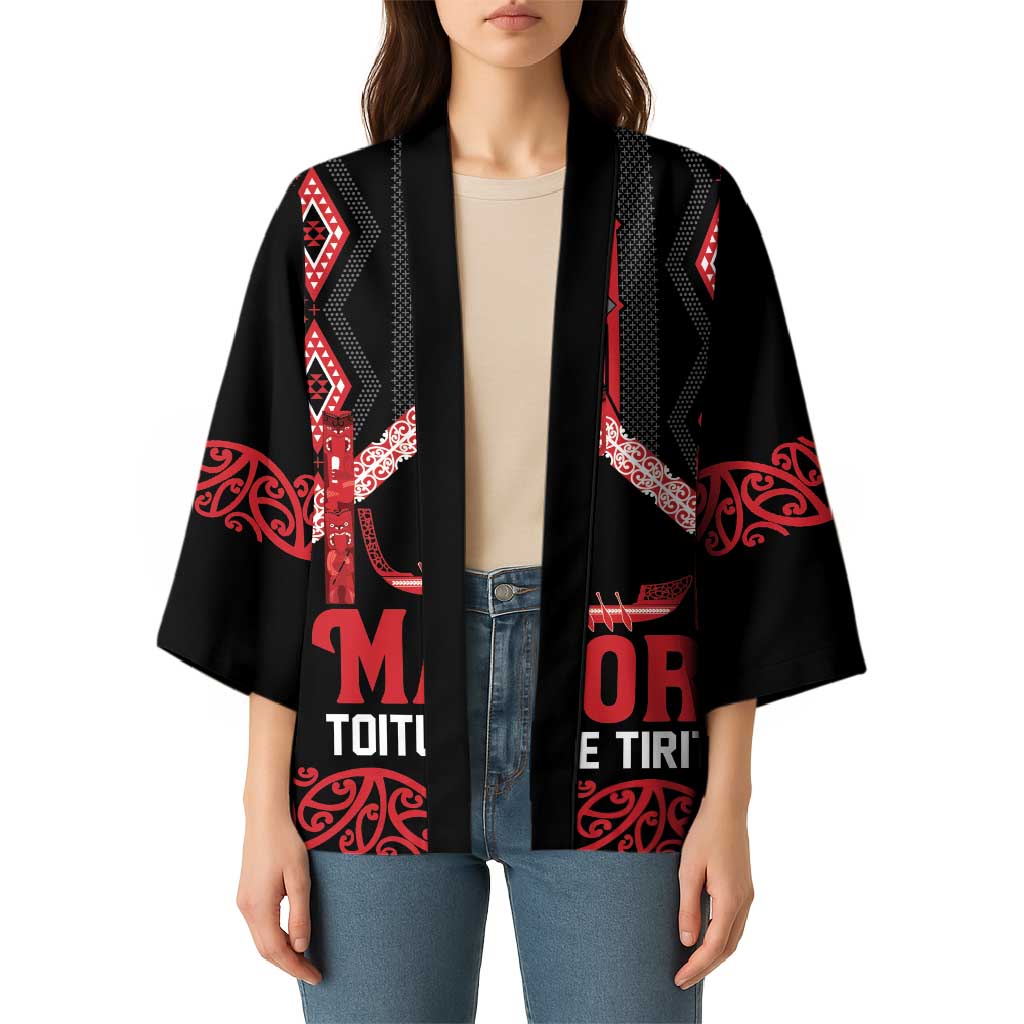 Toitu Te Tiriti Waitangi Kimono Black Wharenui House - Aussie Hoodie