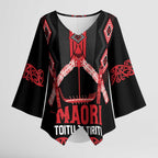 Toitu Te Tiriti Waitangi Kimono Sleeve Blouse Black Wharenui House - Aussie Hoodie