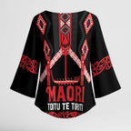 Toitu Te Tiriti Waitangi Kimono Sleeve Blouse Black Wharenui House - Aussie Hoodie