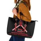 Toitu Te Tiriti Waitangi Leather Tote Bag Black Wharenui House - Aussie Hoodie