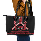 Toitu Te Tiriti Waitangi Leather Tote Bag Black Wharenui House - Aussie Hoodie