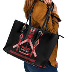 Toitu Te Tiriti Waitangi Leather Tote Bag Black Wharenui House - Aussie Hoodie