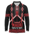 Toitu Te Tiriti Waitangi Long Sleeve Polo Shirt Black Wharenui House - Aussie Hoodie