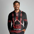 Toitu Te Tiriti Waitangi Long Sleeve Polo Shirt Black Wharenui House - Aussie Hoodie