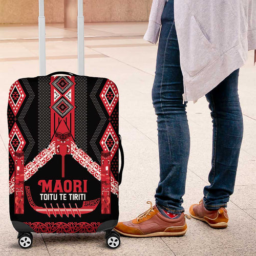 Toitu Te Tiriti Waitangi Luggage Cover Black Wharenui House - Aussie Hoodie