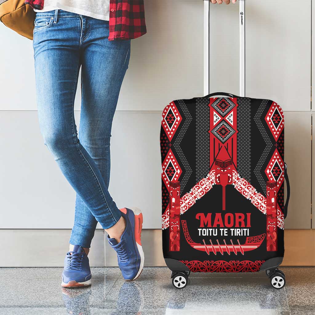 Toitu Te Tiriti Waitangi Luggage Cover Black Wharenui House - Aussie Hoodie
