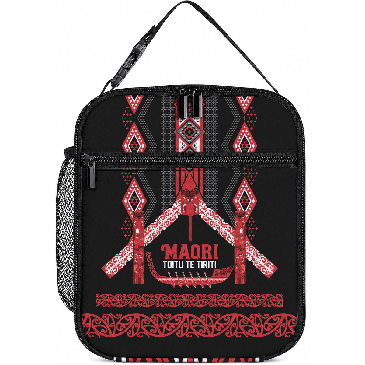Toitu Te Tiriti Waitangi Lunch Bag Black Wharenui House