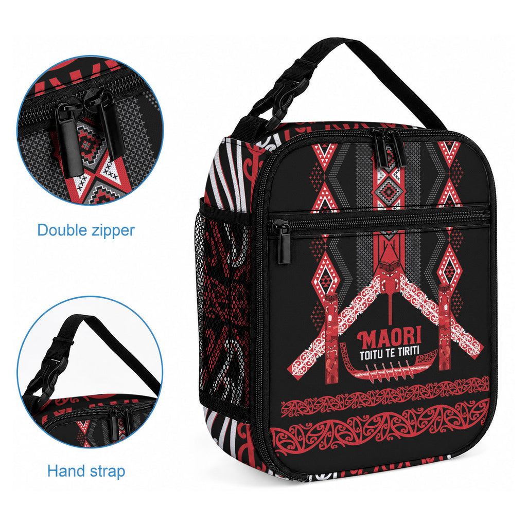 Toitu Te Tiriti Waitangi Lunch Bag Black Wharenui House