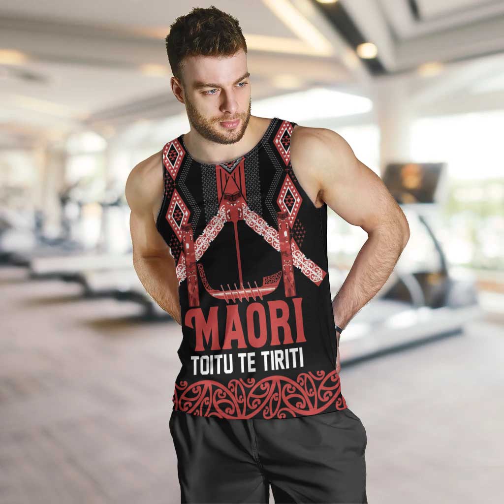 Toitu Te Tiriti Waitangi Men Tank Top Black Wharenui House - Aussie Hoodie
