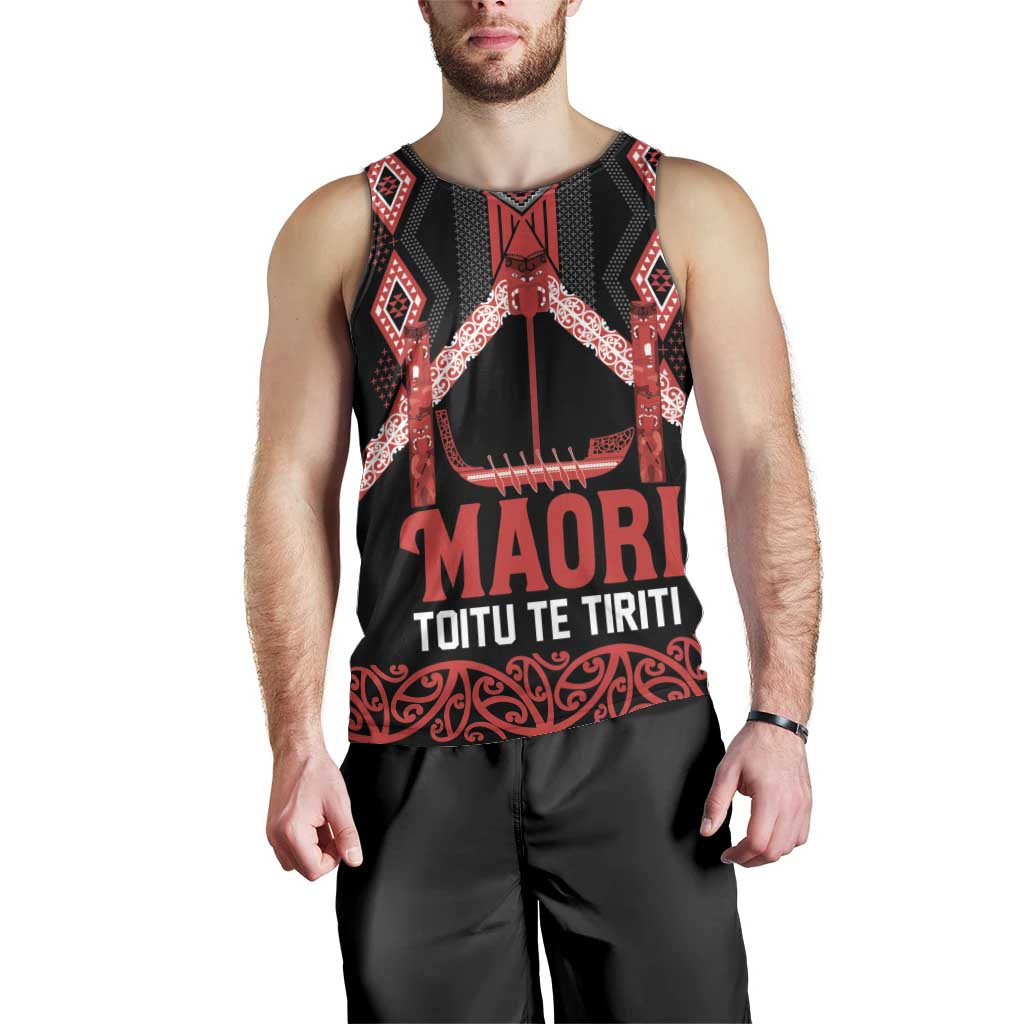 Toitu Te Tiriti Waitangi Men Tank Top Black Wharenui House - Aussie Hoodie