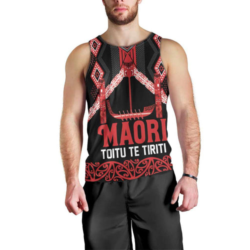 Toitu Te Tiriti Waitangi Men Tank Top Black Wharenui House - Aussie Hoodie