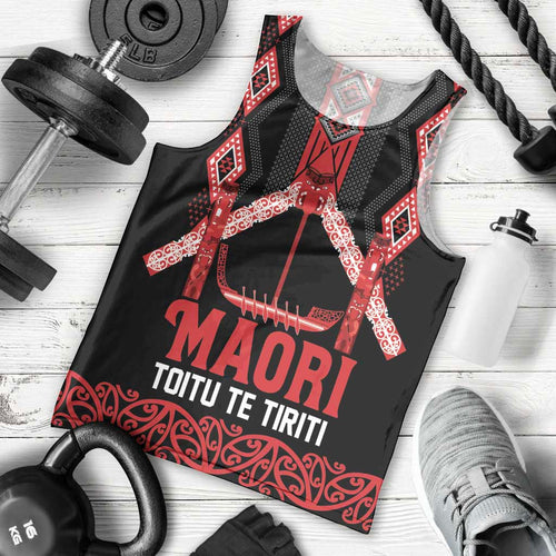 Toitu Te Tiriti Waitangi Men Tank Top Black Wharenui House - Aussie Hoodie