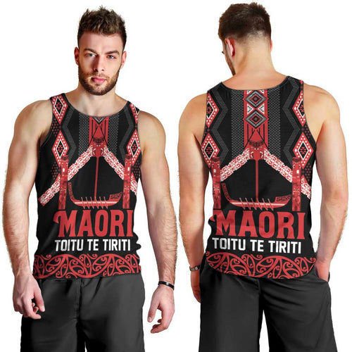 Toitu Te Tiriti Waitangi Men Tank Top Black Wharenui House - Aussie Hoodie