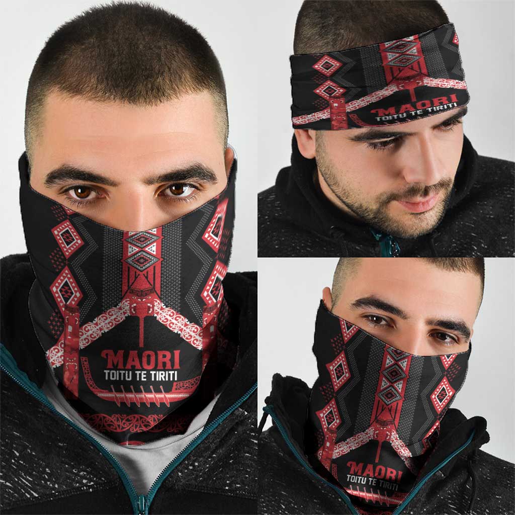 Toitu Te Tiriti Waitangi Neck Gaiter Black Wharenui House - Aussie Hoodie