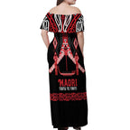 Toitu Te Tiriti Waitangi Off Shoulder Maxi Dress Black Wharenui House - Aussie Hoodie