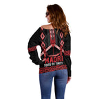 Toitu Te Tiriti Waitangi Off Shoulder Sweater Black Wharenui House - Aussie Hoodie