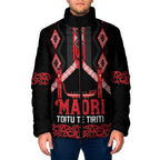 Toitu Te Tiriti Waitangi Padded Jacket Black Wharenui House - Aussie Hoodie