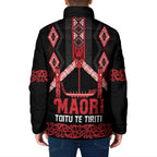 Toitu Te Tiriti Waitangi Padded Jacket Black Wharenui House - Aussie Hoodie