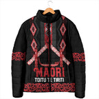 Toitu Te Tiriti Waitangi Padded Jacket Black Wharenui House - Aussie Hoodie