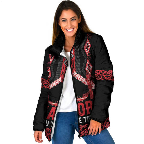 Toitu Te Tiriti Waitangi Padded Jacket Black Wharenui House - Aussie Hoodie