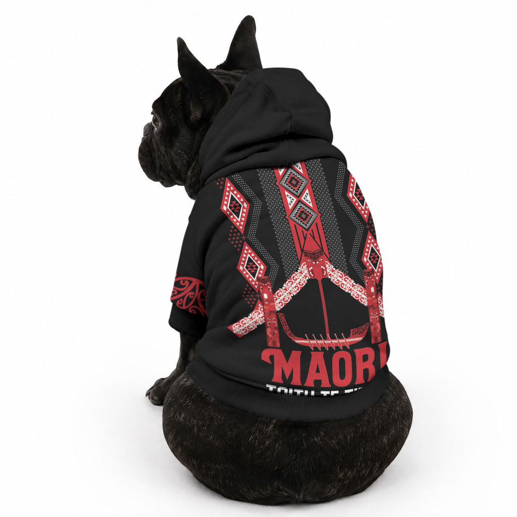 Toitu Te Tiriti Waitangi Pet Hoodie Black Wharenui House